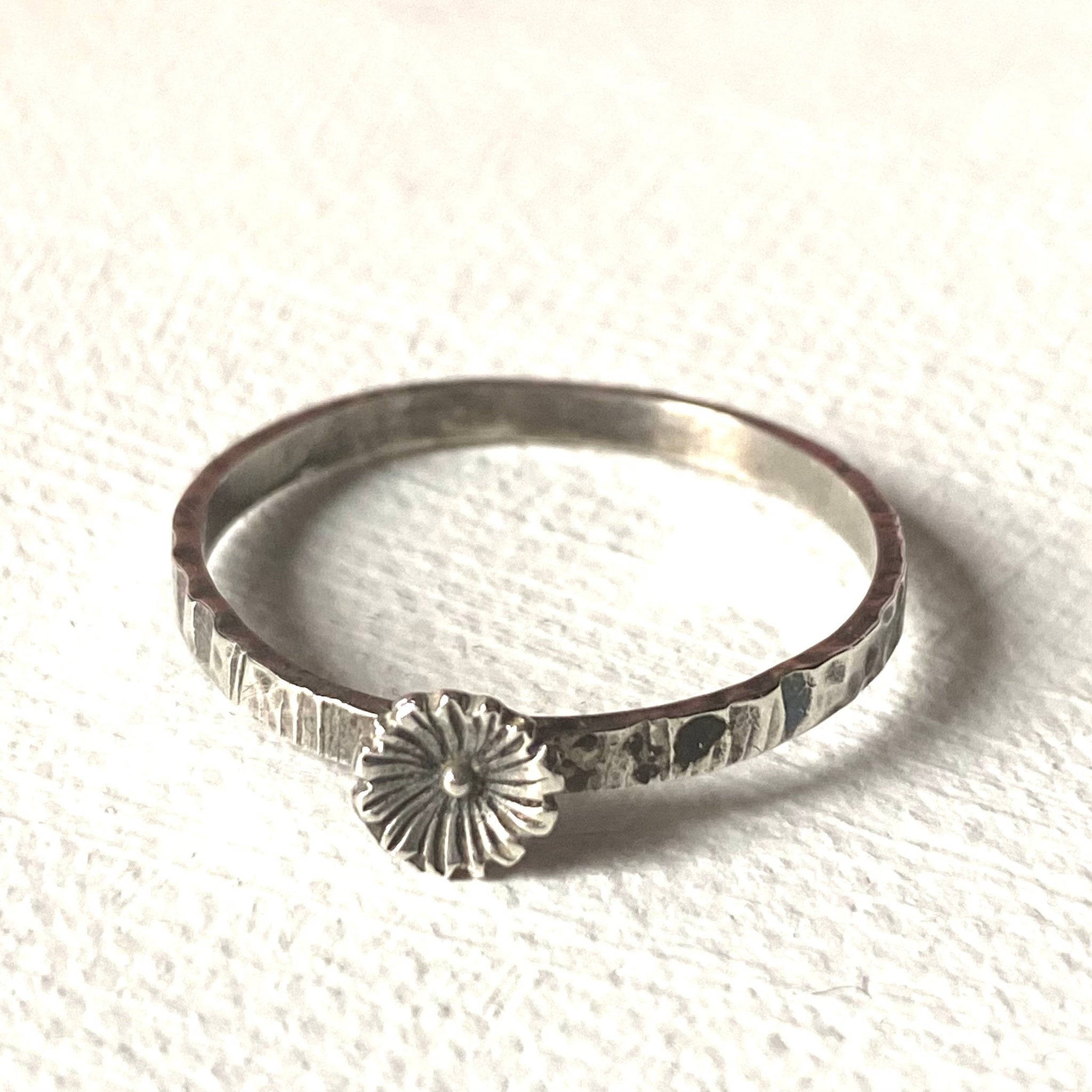 Flower Ring, large Sterling Flower Ring, Silver texture ring - Size 10.5 Janine Gerade