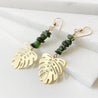 Brass Monstera Leaf Gemstone Earrings/Gemstone Earrings /Natural Gemstone, Uni-T Janine Gerade