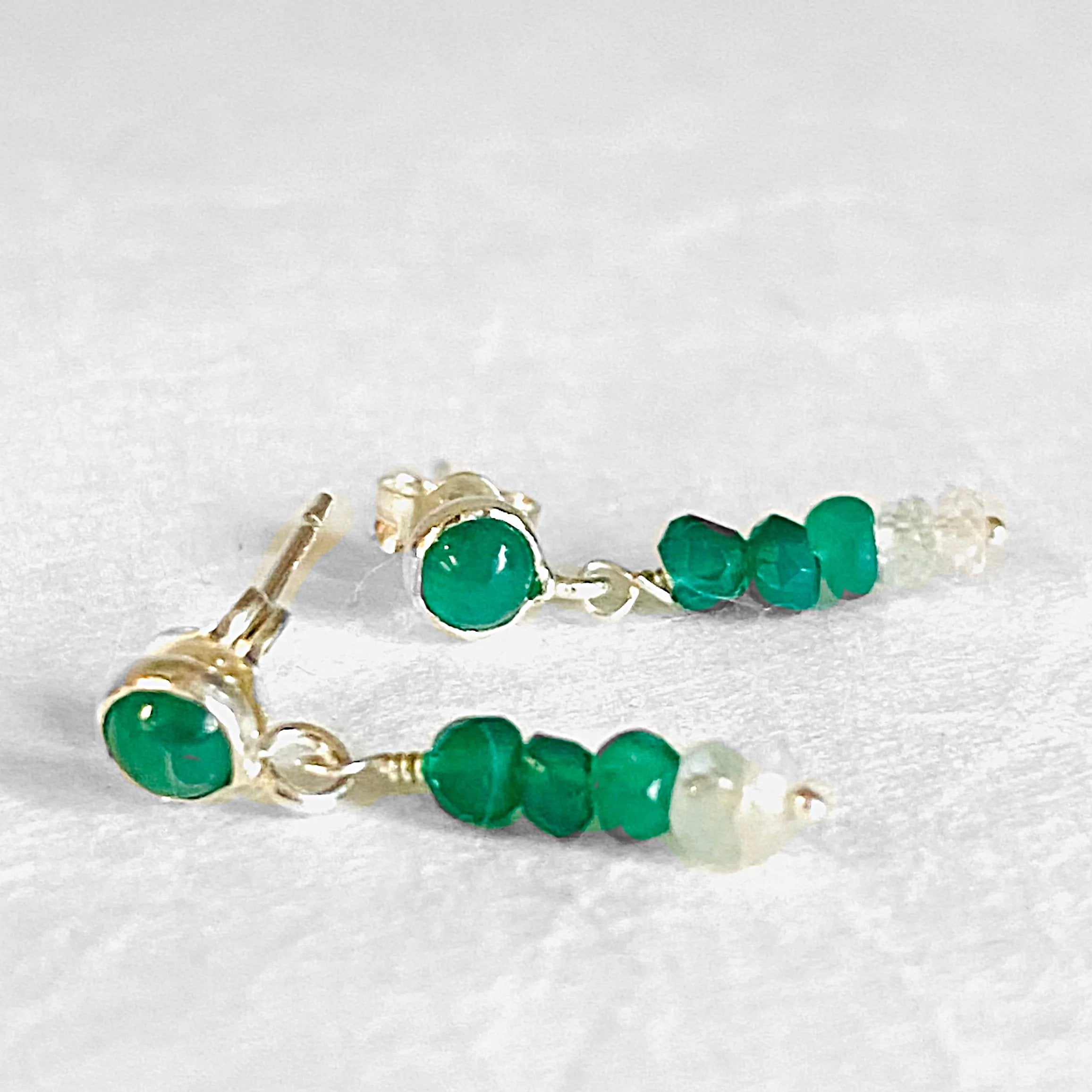Emerald Studs, Gemstone Studs, May Birthstone Earrings Janine Gerade