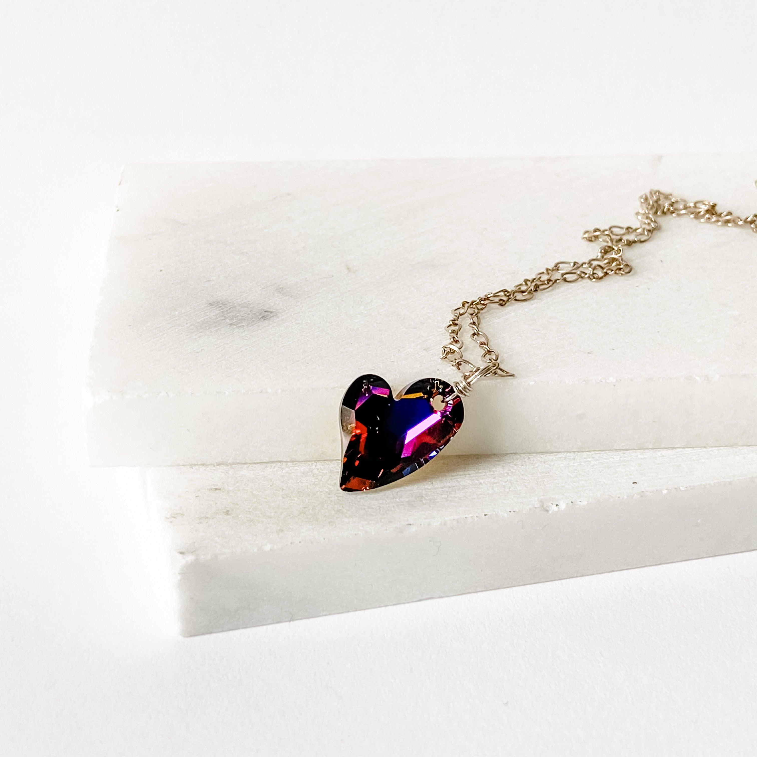 Crystal Heart Sterling Silver Necklace Uni-T Necklace