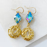 RMME022 Gold Filigree Puffs and Crystal 14KGF Earrings Regina McGearty