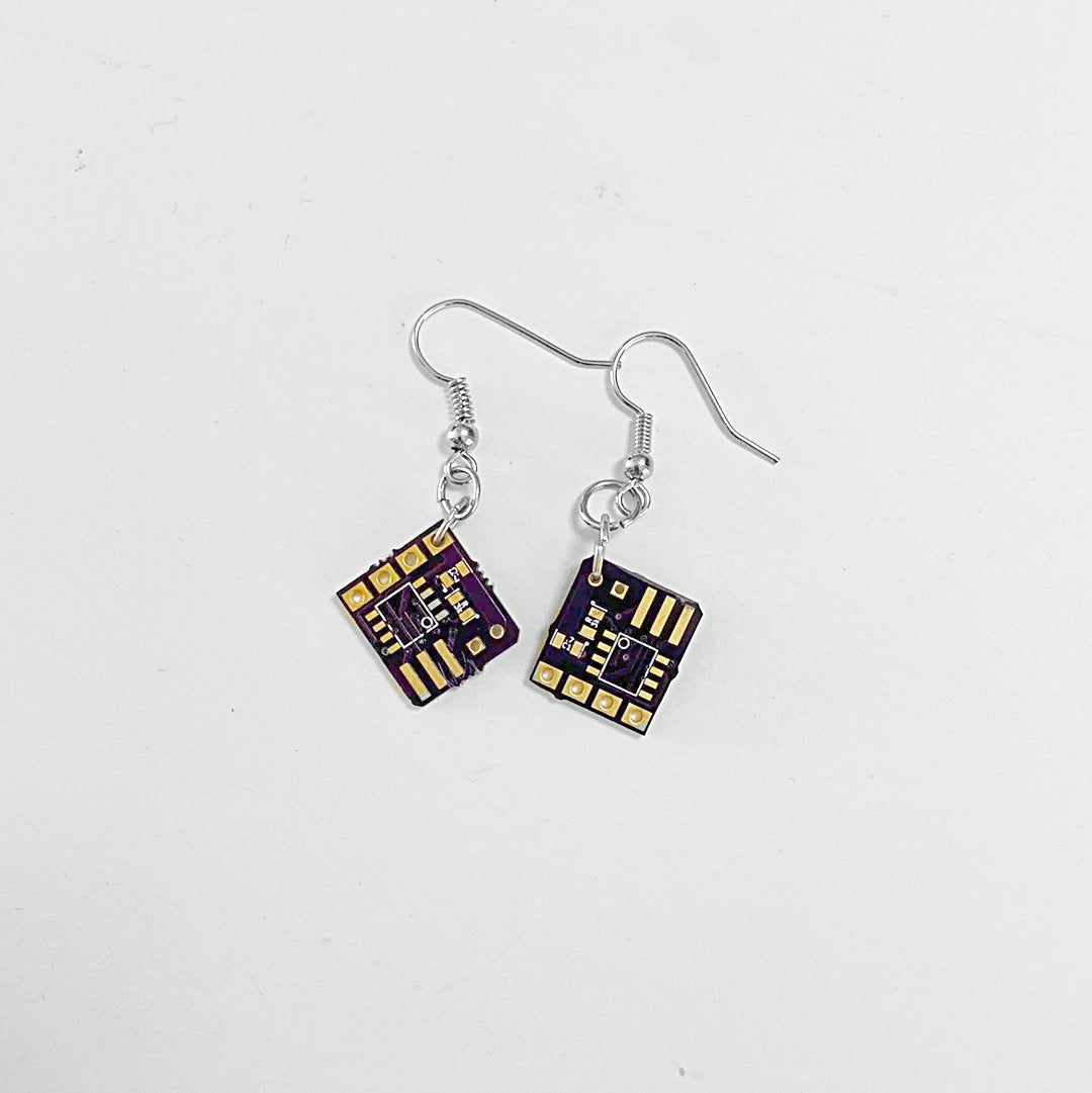 Purple Circuit Board Earrings - Computer Parts Earrings Melissa Glick