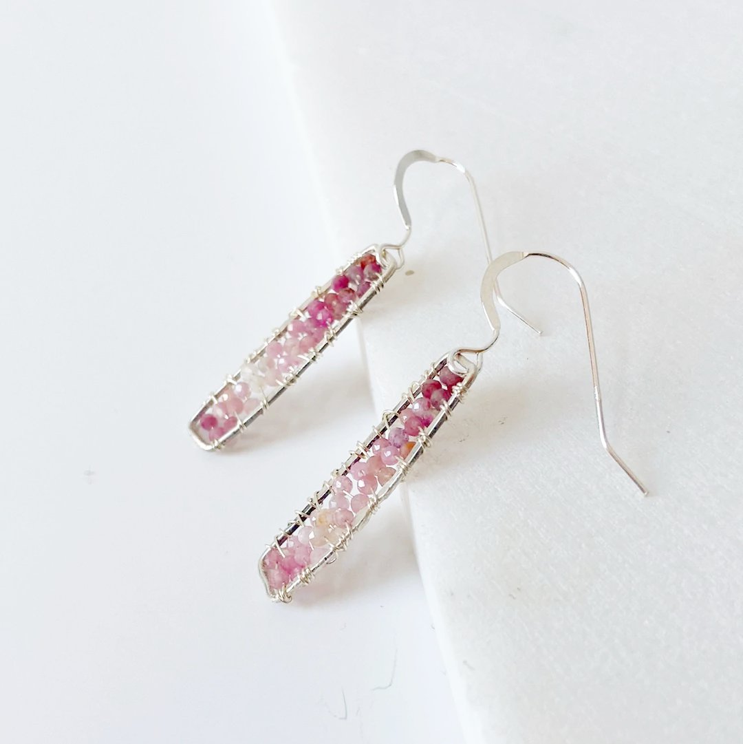 Sterling Silver and Watermelon Tourmaline Beads  Earrings Janine Gerade
