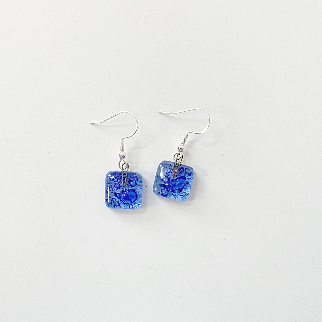 Recycled Fused Glass Earrings - Square Carolina Portillo