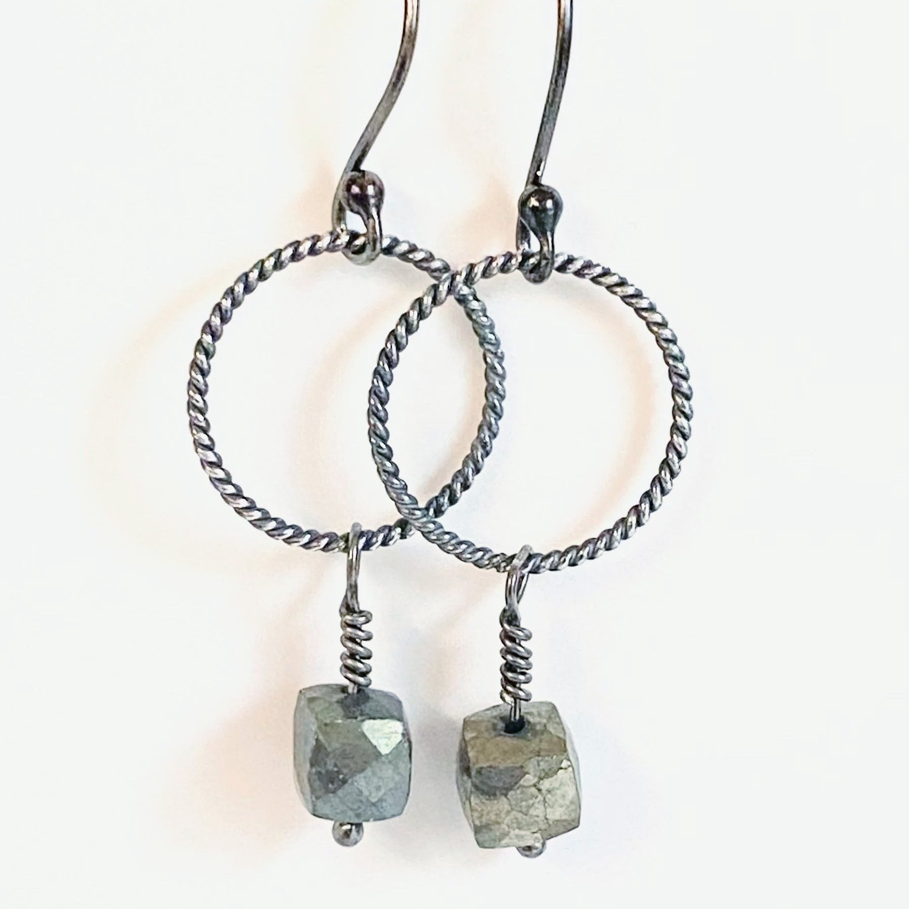 Pyrite Sterling Silver Circle Earrings/ Sterling Silver/ Hoops Janine Gerade