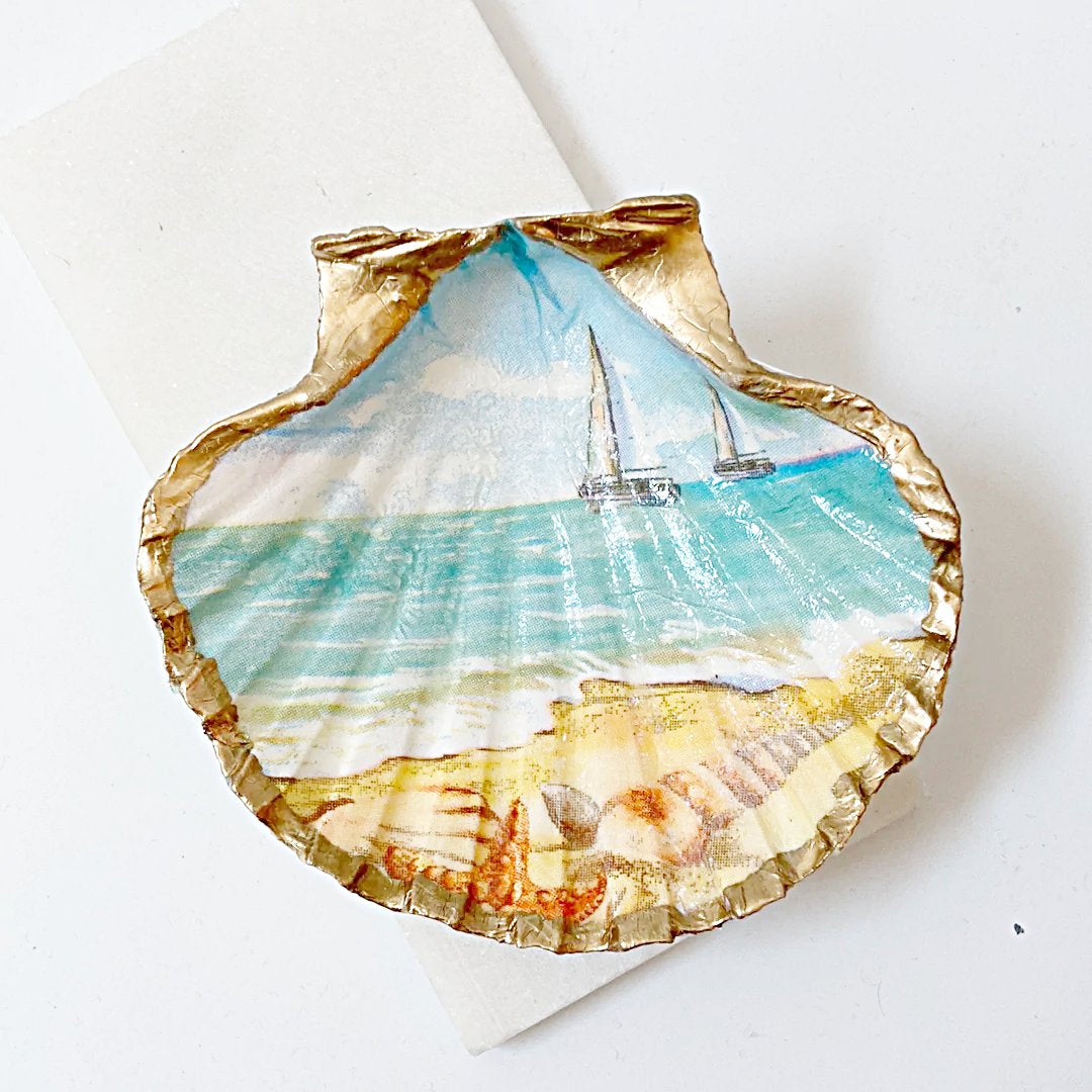 Decoupage Scallop Shell Jewelry Dish Ana Razavi