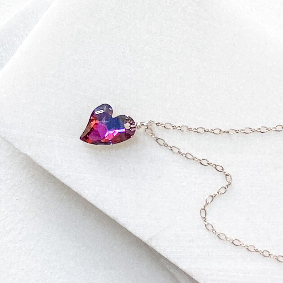 Crystal Heart Sterling Silver Necklace Uni-T Necklace