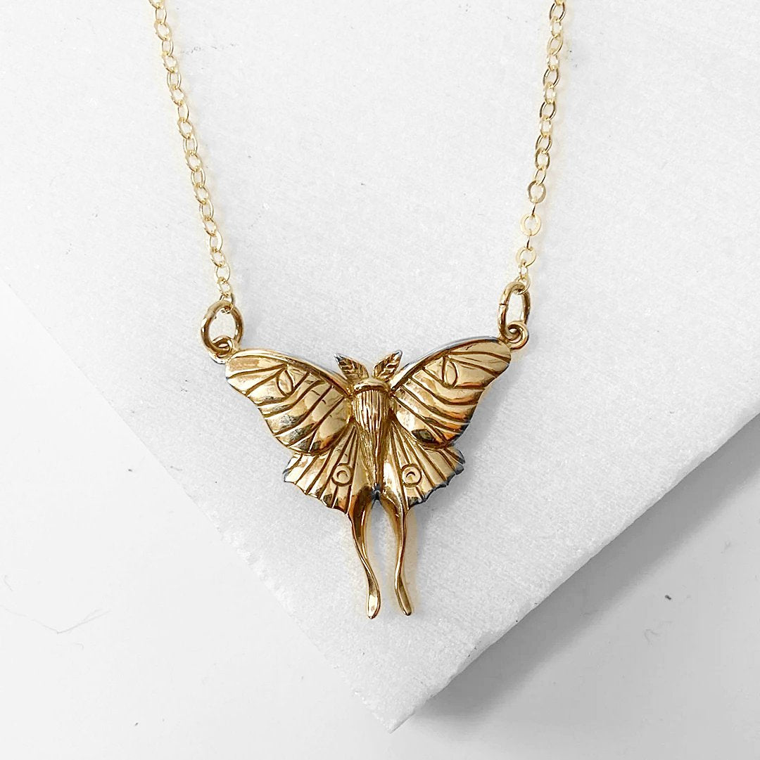 Lunar Moth Necklace, Moth Necklace, Animal/insect Totem Necklace, Flying Pig, Sweet Piggy Necklace Janine Gerade