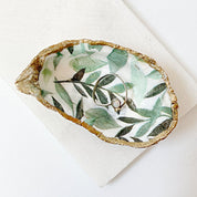 Tropical Leaf Decoupage Oyster Shell Jewelry Dish Ana Razavi