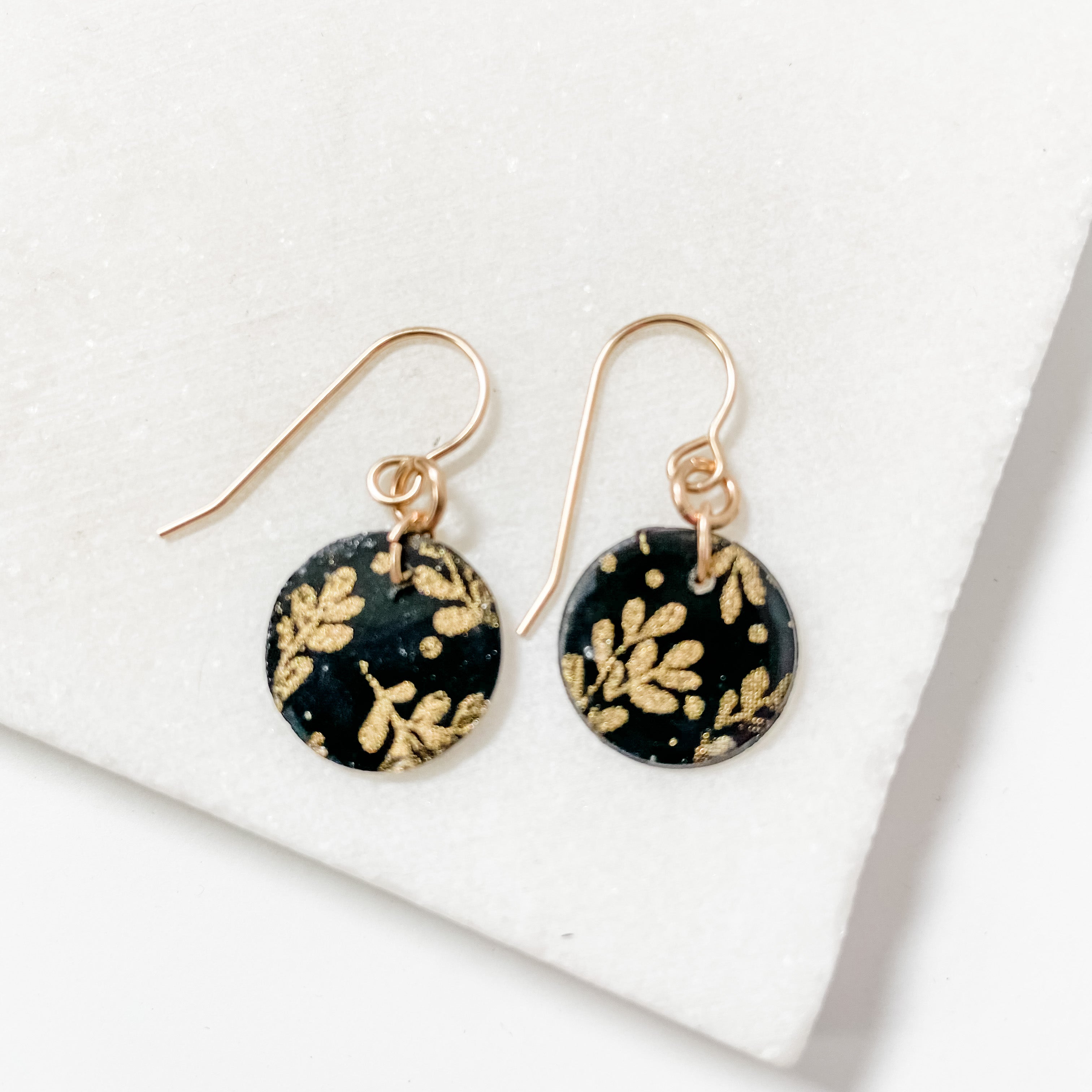 Black and Gold Earrings/ Circle Earrings/Black and Gold Earrings Janine Gerade