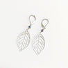 Rhodium Plated Earrings with Surgical Steel Ear Wire - Circles & Leaves Kathy James