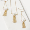 Pearl with Gold Filled Chain Tassels Earrings Nicole Goulet