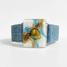 Denim Cuff with Blue & Gold Recycled Fused Glass - Narrow Carolina Portillo