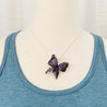 Butterfly Lamp Worked Glass with 18" Silver Snake Chain Necklace Christine Mathews