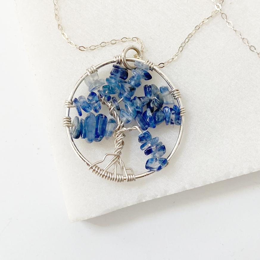 Kyanite Tree of Life Necklace, Sterling Silver and Kyanite Necklace Janine Gerade