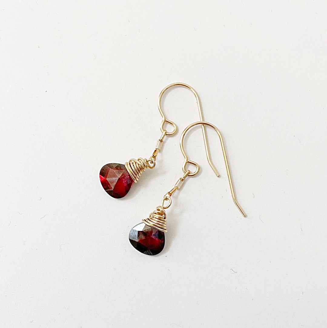 Red CZ Teardrop and Gold Filled Earrings Janine Gerade