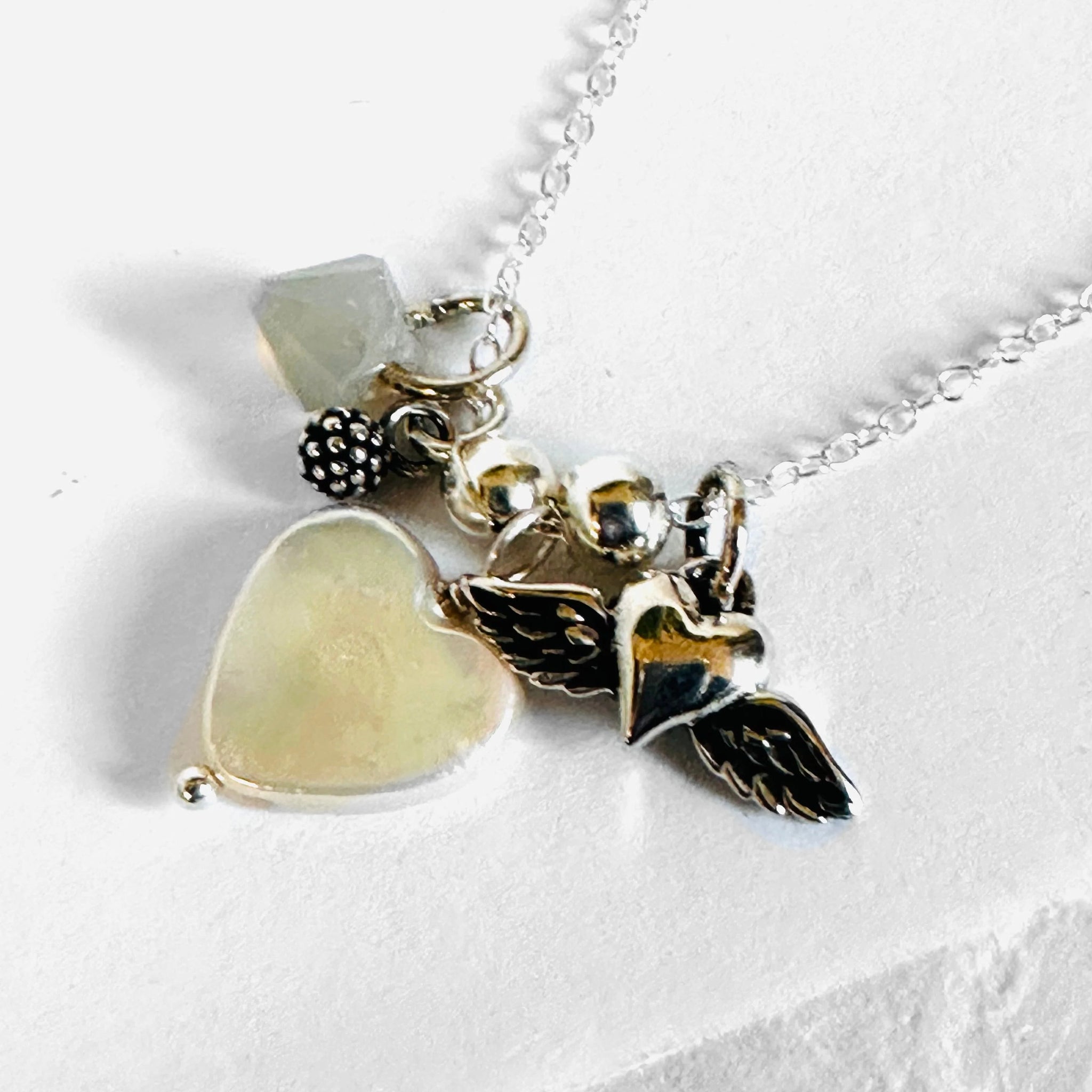 Charm Necklace, Pearl Heart Necklace, Sterling Silver Necklace Janine Gerade