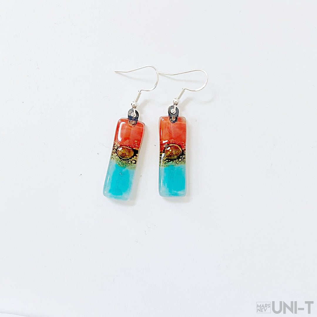 Recycled Fused Glass Earrings - Small Rectangles Carolina Portillo