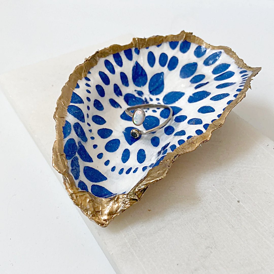 Decoupage Oyster Shell Jewelry Dish Ana Razavi