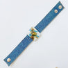 Denim Cuff with Blue &amp; Gold Recycled Fused Glass - Narrow Uni-T Bracelets
