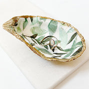 Tropical Leaf Decoupage Oyster Shell Jewelry Dish Ana Razavi