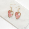 Pink Heart Dangles with Gold Flecks Uni-T Earrings