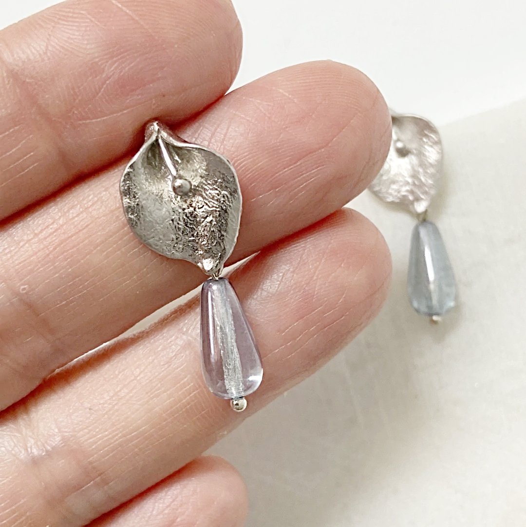 Rhodium Plated Earrings with Surgical Steel Ear Wire - Lily Kathy James