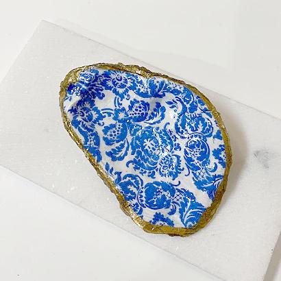 Royal Blue & White Oyster Ring Dish Ana Razavi